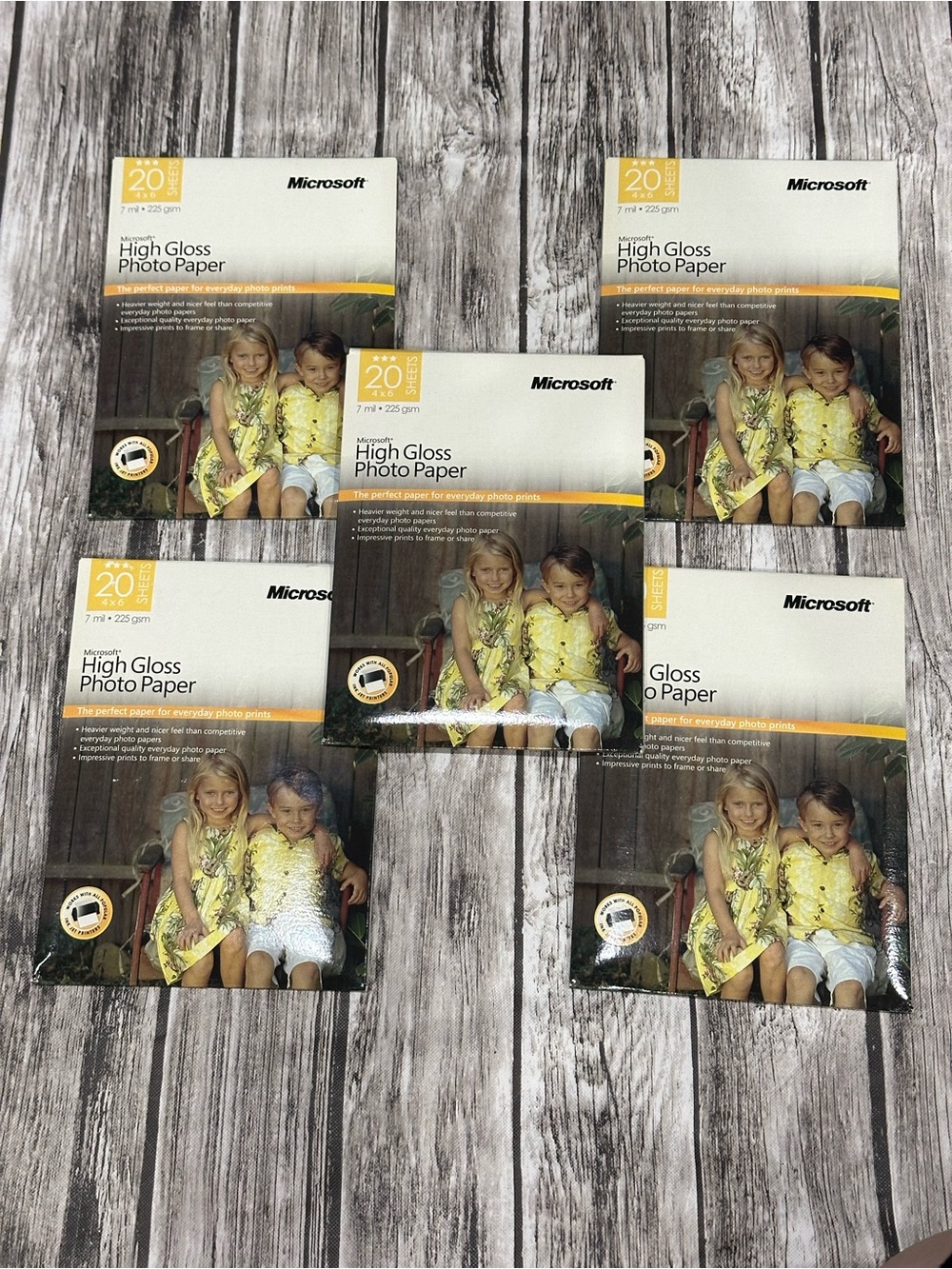 Microsoft High Gloss Photo Paper 4x6 20 Sheets Each 7mil, 225gsm Lot Of 5